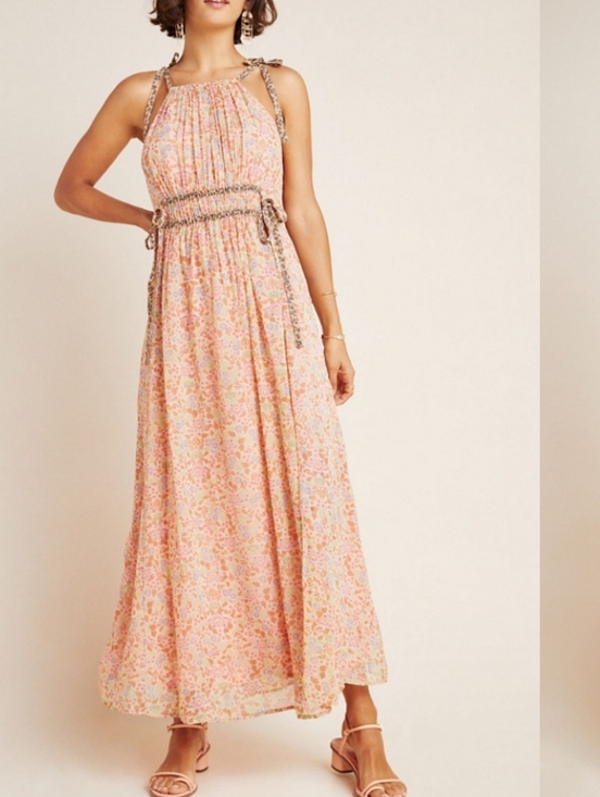 Maeve Dresses & Skirts - Anthropologie Maeve Clementina Halter Boho Maxi Dress Feminine Floral